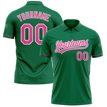 Load image into Gallery viewer, Custom Kelly Green Pink-White Performance Vapor Golf Polo Shirt