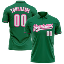 Загрузить изображение в средство просмотра галереи, Custom Kelly Green White-Pink Performance Vapor Golf Polo Shirt