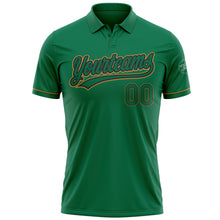 Load image into Gallery viewer, Custom Kelly Green Kelly Green Black-Old Gold Performance Vapor Golf Polo Shirt