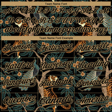 Load image into Gallery viewer, Custom Black Black-Old Gold 3D Pattern Design Tiger And Peacock Performance Vapor Golf Polo Shirt