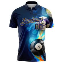 Charger l'image dans la galerie, Custom Navy Royal-Old Gold 3D Pattern Design Billiards Performance Polo Shirt