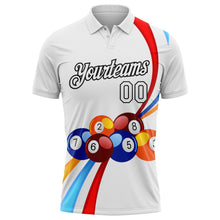 Charger l'image dans la galerie, Custom White Black 3D Pattern Design Billiards Performance Polo Shirt