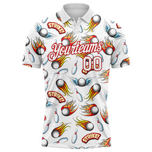 Загрузить изображение в средство просмотра галереи, Custom White Red 3D Pattern Design Firely Bowling Performance Polo Shirt