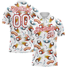 Загрузить изображение в средство просмотра галереи, Custom White Red 3D Pattern Design Firely Bowling Performance Polo Shirt