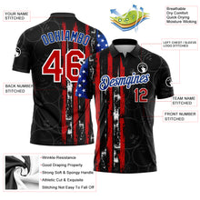 Charger l'image dans la galerie, Custom Black Red-Royal 3D Pattern Design Bowling Ball American Flag Performance Polo Shirt