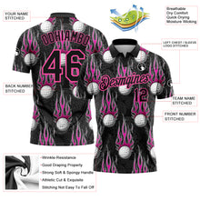 Load image into Gallery viewer, Custom Black Pink 3D Pattern Design Firely Golf Ball Performance Golf Polo Shirt