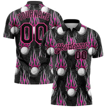 Load image into Gallery viewer, Custom Black Pink 3D Pattern Design Firely Golf Ball Performance Golf Polo Shirt