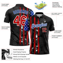 Charger l'image dans la galerie, Custom Black Red-Royal 3D Pattern Design Golf Ball American Flag Performance Golf Polo Shirt