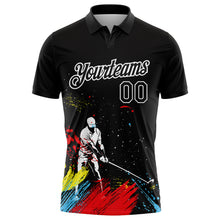 Загрузить изображение в средство просмотра галереи, Custom Black White 3D Pattern Design Golfing Performance Golf Polo Shirt
