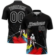 Загрузить изображение в средство просмотра галереи, Custom Black White 3D Pattern Design Golfing Performance Golf Polo Shirt