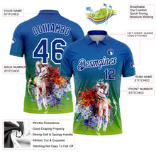 Load image into Gallery viewer, Custom Royal White 3D Pattern Design Golfing Performance Golf Polo Shirt