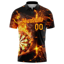 Load image into Gallery viewer, Custom Black Yellow-Red 3D Pattern Design Flame Dart Board Performance Golf Polo Shirt