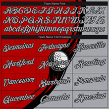 Load image into Gallery viewer, Custom Red Gray-Black 3D Pattern Design Golf Ball Performance Golf Polo Shirt