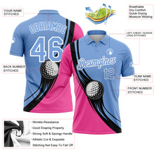 Загрузить изображение в средство просмотра галереи, Custom Light Blue Pink-Black 3D Pattern Design Golf Ball Performance Golf Polo Shirt