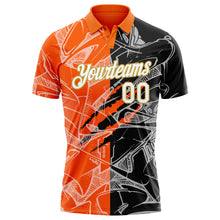 Load image into Gallery viewer, Custom Graffiti Pattern White Orange-Old Gold 3D Scratch Performance Golf Polo Shirt
