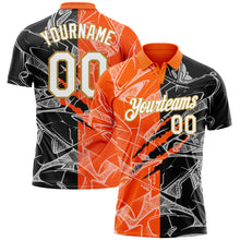 Load image into Gallery viewer, Custom Graffiti Pattern White Orange-Old Gold 3D Scratch Performance Golf Polo Shirt
