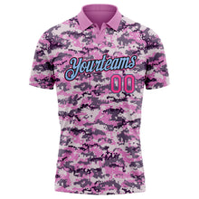 Load image into Gallery viewer, Custom Camo Pink-Light Blue Performance Salute To Service Golf Polo Shirt
