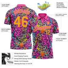Load image into Gallery viewer, Custom Graffiti Pattern Yellow-Pink 3D Colorful Leopard Print Performance Golf Polo Shirt
