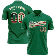 Загрузить изображение в средство просмотра галереи, Custom Kelly Green Vintage USA Flag-Cream Performance Vapor Golf Polo Shirt