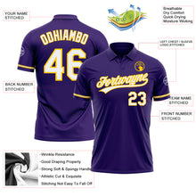 Load image into Gallery viewer, Custom Purple White-Yellow Performance Vapor Golf Polo Shirt