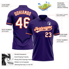 Laden Sie das Bild in den Galerie-Viewer, Custom Purple White-Orange Performance Vapor Golf Polo Shirt