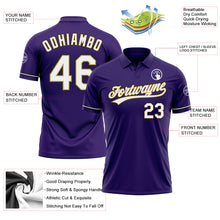 Laden Sie das Bild in den Galerie-Viewer, Custom Purple White Old Gold-Black Performance Vapor Golf Polo Shirt