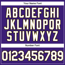 Laden Sie das Bild in den Galerie-Viewer, Custom Purple White Old Gold-Black Performance Vapor Golf Polo Shirt