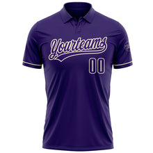 Laden Sie das Bild in den Galerie-Viewer, Custom Purple Cream Performance Vapor Golf Polo Shirt