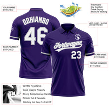 Laden Sie das Bild in den Galerie-Viewer, Custom Purple White-Gray Performance Vapor Golf Polo Shirt