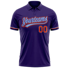 Laden Sie das Bild in den Galerie-Viewer, Custom Purple Orange-Light Blue Performance Vapor Golf Polo Shirt