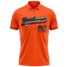 Load image into Gallery viewer, Custom Orange Vintage USA Flag-Black Performance Vapor Golf Polo Shirt