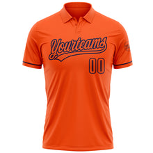 Laden Sie das Bild in den Galerie-Viewer, Custom Orange Navy Performance Vapor Golf Polo Shirt
