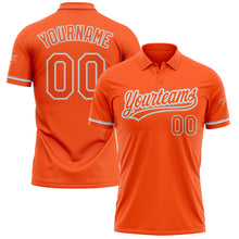Laden Sie das Bild in den Galerie-Viewer, Custom Orange White-Gray Performance Vapor Golf Polo Shirt