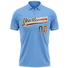 Загрузить изображение в средство просмотра галереи, Custom Light Blue Vintage USA Flag-Cream Performance Vapor Golf Polo Shirt