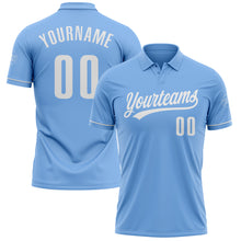 Charger l'image dans la galerie, Custom Light Blue White Performance Vapor Golf Polo Shirt