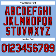 Load image into Gallery viewer, Custom Light Blue Red-Black Performance Vapor Golf Polo Shirt