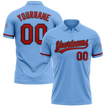 Load image into Gallery viewer, Custom Light Blue Red-Black Performance Vapor Golf Polo Shirt