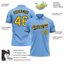 Load image into Gallery viewer, Custom Light Blue Yellow-Navy Performance Vapor Golf Polo Shirt