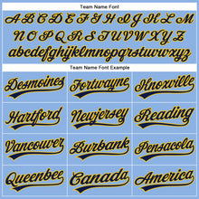 Load image into Gallery viewer, Custom Light Blue Yellow-Navy Performance Vapor Golf Polo Shirt