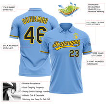 Load image into Gallery viewer, Custom Light Blue Black-Yellow Performance Vapor Golf Polo Shirt