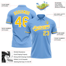 Load image into Gallery viewer, Custom Light Blue Yellow-White Performance Vapor Golf Polo Shirt