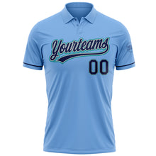 Laden Sie das Bild in den Galerie-Viewer, Custom Light Blue Navy Gray-Teal Performance Vapor Golf Polo Shirt