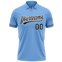 Load image into Gallery viewer, Custom Light Blue Black-White Performance Vapor Golf Polo Shirt