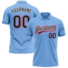 Load image into Gallery viewer, Custom Light Blue Black White-Hot Pink Performance Vapor Golf Polo Shirt
