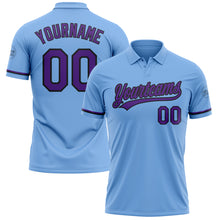 Load image into Gallery viewer, Custom Light Blue Purple-Black Performance Vapor Golf Polo Shirt