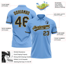 Load image into Gallery viewer, Custom Light Blue Black-Old Gold Performance Vapor Golf Polo Shirt