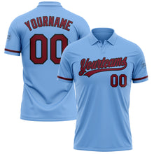 Load image into Gallery viewer, Custom Light Blue Crimson-Black Performance Vapor Golf Polo Shirt