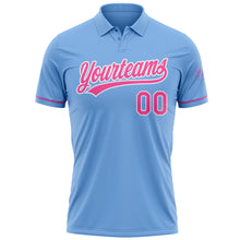 Load image into Gallery viewer, Custom Light Blue Pink-White Performance Vapor Golf Polo Shirt