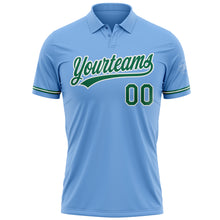 Load image into Gallery viewer, Custom Light Blue Kelly Green-White Performance Vapor Golf Polo Shirt