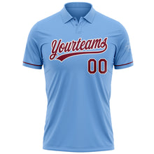 Load image into Gallery viewer, Custom Light Blue Crimson-White Performance Vapor Golf Polo Shirt